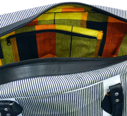 TUKTUK Retro Mod Indie Striped Holdall Bag 