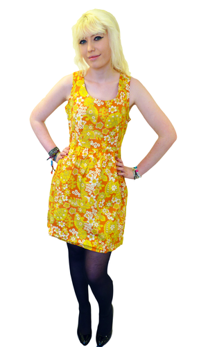 Bow Flower Dress | TULLE Retro Sixties Floral Mod Sleeveless Bow Dress