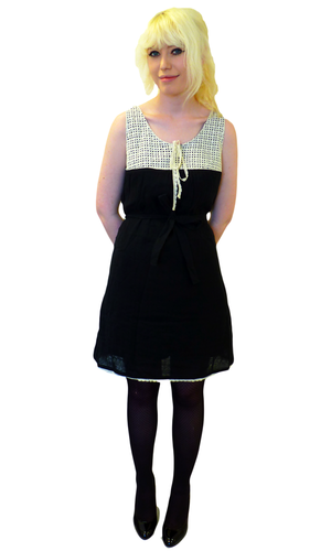 Tank Dress TULLE Retro 60s Crochet Trim Mod Dress
