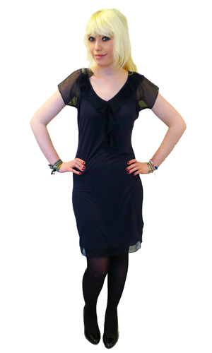 Frill Seeker Dress | TULLE Retro 60s Raglan Sleeve Mod Contrast Dress