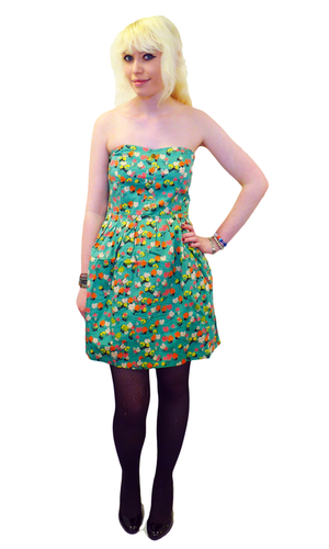 Tea Party TULLE Retro Floral Strapless Mod Dress