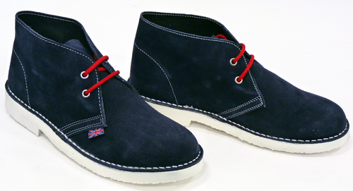 'Face' Womens Retro Mod Union Jack Desert Boots in Navy
