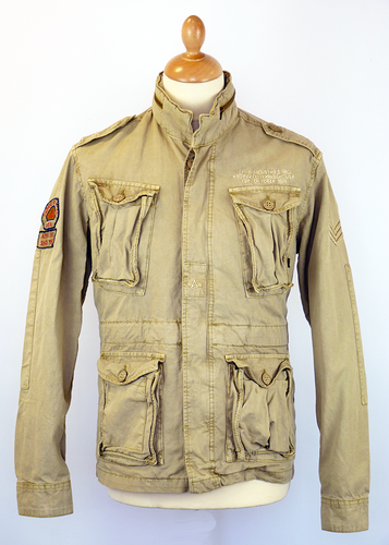 Mod Retro ALPHA Khaki Jacket Washed Field Corps INDUSTRIES