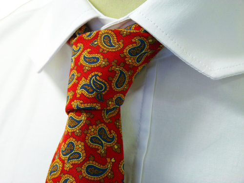 Small Red Paisley Tie | ATKINSONS Retro Sixties Mod Skinny Mens Ties