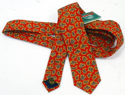Small Red Paisley Tie | ATKINSONS Retro Sixties Mod Skinny Mens Ties