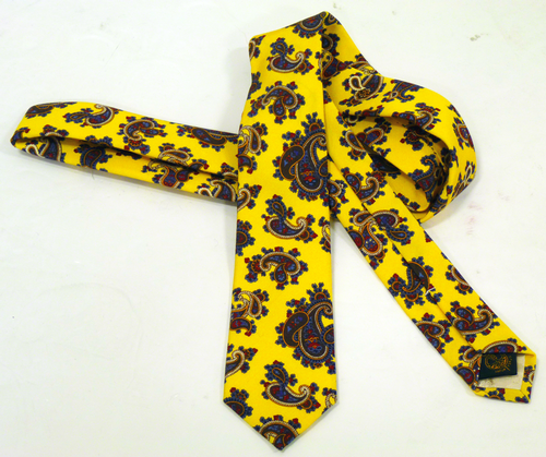 Big Yellow Paisley Tie | ATKINSONS Retro Sixties Mod Skinny Mens Ties