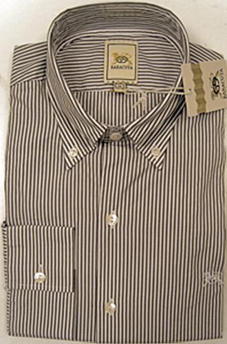 'Baracuta G9 Candy Stripe Shirt' (Brown/White)