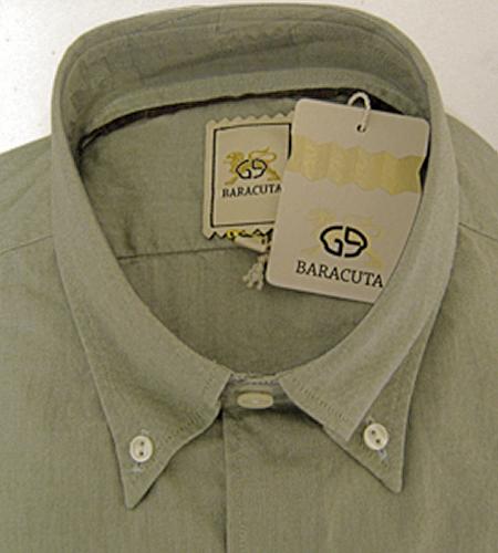 'Baracuta G9 Button Down Oxford Shirt' - (Green)