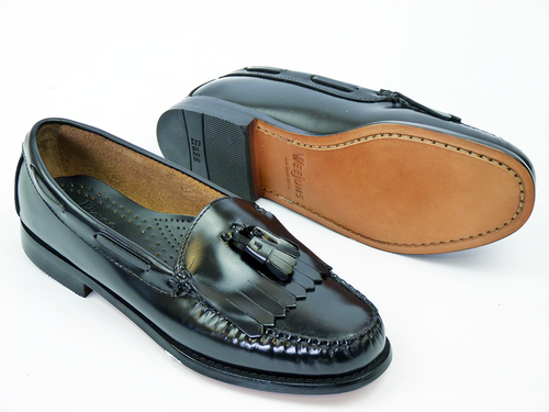 BASS WEEJUNS Layton Retro Mod Black Tassel Loafer Shoes