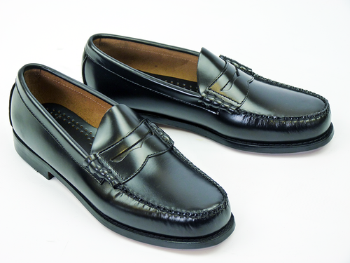 BASS WEEJUNS Larson Retro Mod Penny Loafer Shoes Black
