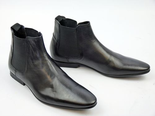 BEN SHERMAN Ripy Retro Sixties Mod Leather Chelsea Boots Black