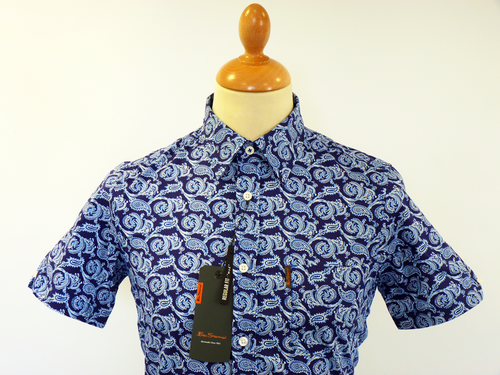BEN SHERMAN Retro 60s Mod S/S Floral Paisley Shirt