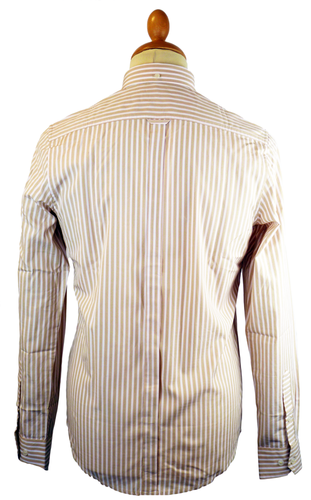 BEN SHERMAN Fashion Stripe Retro Mod Button Down Shirt Doeskin