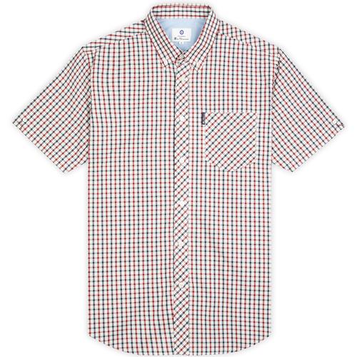 Blue Red Mens Ben Sherman Short Sleeve Classic House Check Shirt 49950 49144