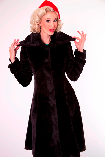 Black Devil Tatyana Retro 50s Faux Fur Coat