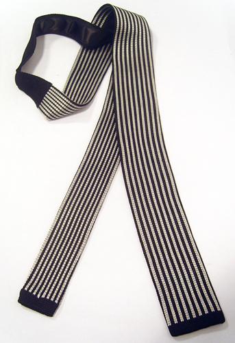 'Windsor Knitted Tie' - Sixties Mod Mens Tie (B/W)
