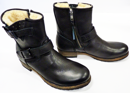 BLACKSTONE Isabella Biker Boots | Retro 70s Indie EW62 Black Boot