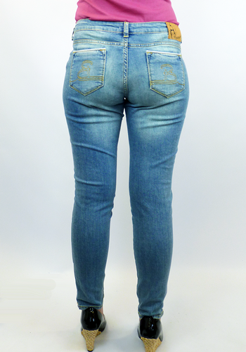 Brigitte Bardot 'Ewy' Retro Mod Embroidered Denim Skinny Jeans