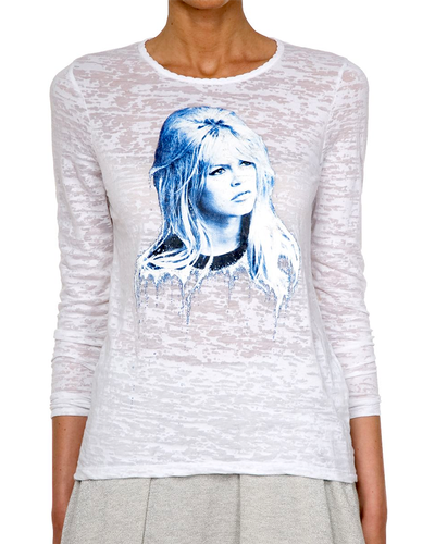 Brigitte Bardot Leri printed Burnout T-Shirt in White
