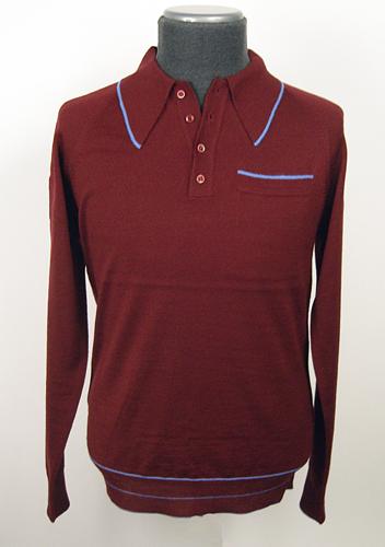 'Lazy Sunday' -Sixties Mod Knitted Polo (Burgundy)