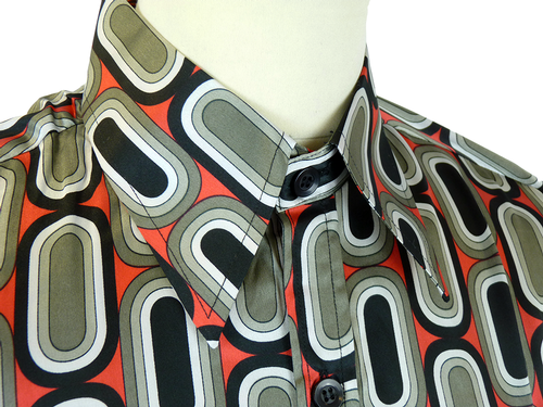 Ovals CHENASKI Retro 70s Big Collar Disco Shirt 