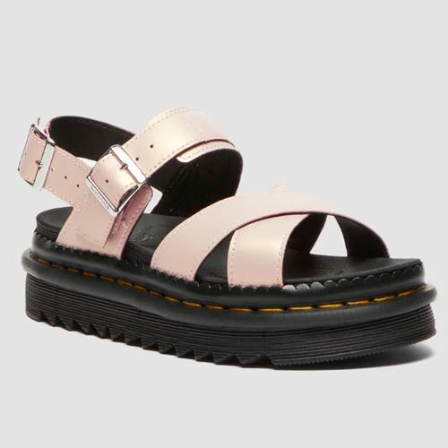 Dr Martens Voss II Shift Leather Sandals in Powder Pink and Gold 41136650 Side Photo