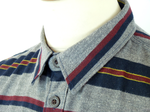 FARAH 1920 Blacton Retro 60s Mod Horizontal Stripe Shirt