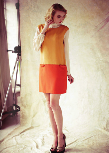 Fever London Sandi Dress In Orangemustard 60s Mod Dress