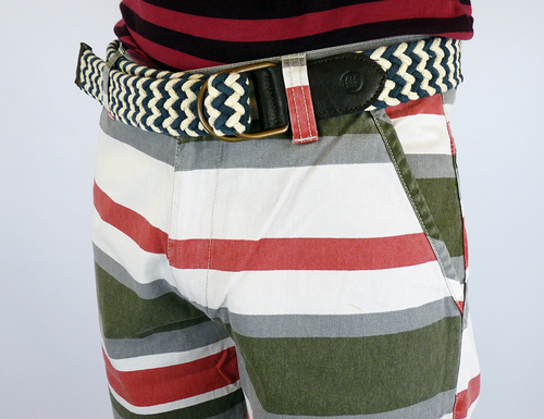 Kanite FLY53 Block Stripe Shorts with Belt O