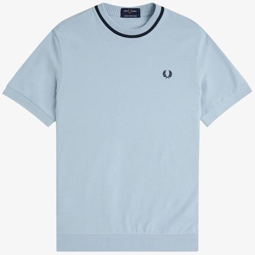 Fred Perry Pique Tipped T-shirt in Light Smoke M7 146 Front Photo
