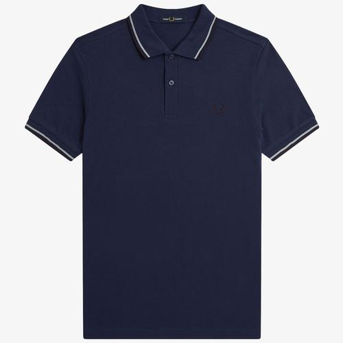 Fred Perry M3600 twin Tipped Polo Shirt in Tennis Blue M3600 Y21 Front Photo
