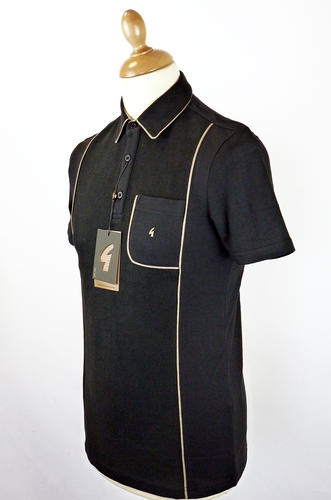 GABICCI VINTAGE Mod Waffle Front Piping Polo Top B