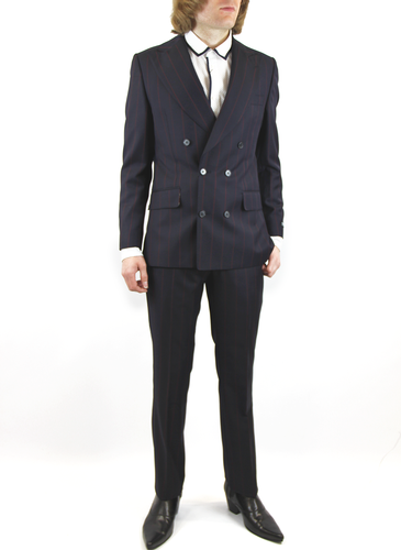 GIBSON LONDON Hemmingway Retro Mod Pinstripe Double Breasted Suit