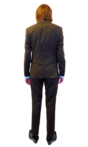 GIBSON LONDON Mod 3 Button Brown Pinstripe Suit
