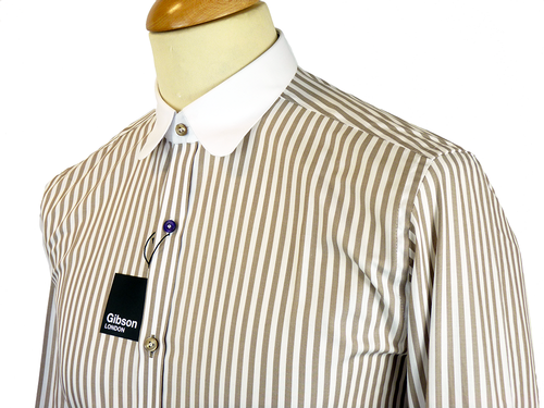 Stripe Penny Collar GIBSON LONDON 60s Mod Shirt S