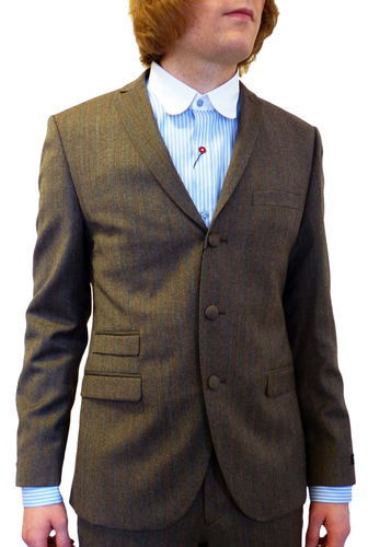 GIBSON LONDON 3 Button Flannel Mod Stripe Suit