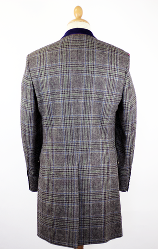 Vinnie GIBSON LONDON Mod Velvet Collar Check Coat
