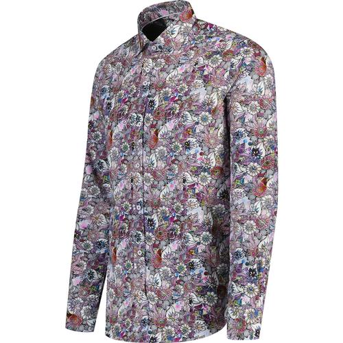 Guide London 60s Psychedelic Floral Print LS Shirt