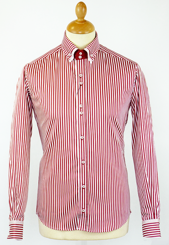 Bold Stripe GUIDE LONDON Mod Double Collar Shirt B