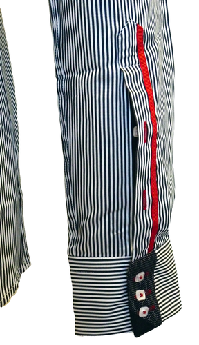 GUIDE LONDON Retro 60s Mod Black Pinstripe Shirt