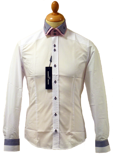 Guide London Double Collar Retro Sixties Mod White Shirt