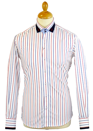 Bold Stripe GUIDE LONDON Retro 60s Mod Smart Shirt