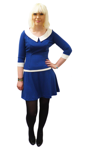 HEARTBREAKER Madeline Retro 60s Mod Blue Haute Dress