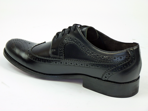 IKON ORIGINAL Yorke Retro 60s Mod Longwing Brogues Black