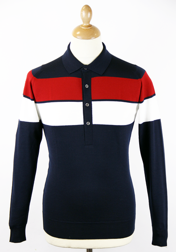 1010MSIG JOHN SMEDLEY 60s Mod Striped Polo Shirt M