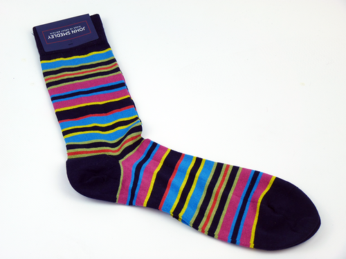 JOHN SMEDLEY Jayden Retro 60s Mod Multi Stripe Socks