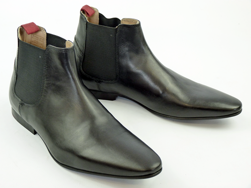MERC Kensington Retro 60s Mod Leather Chelsea Boots Black
