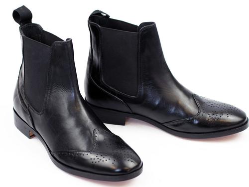 Laceys Laney Womens Retro Mod Chelsea Boots in Black Leather