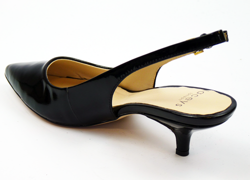 Grace LACEYS Retro 60s Black Kitten Heel Shoes