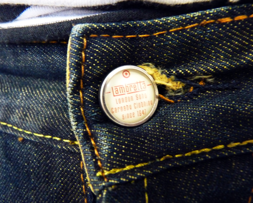 LAMBRETTA Retro Indie Mod Slim Leg Rinse Flap Pocket Jeans